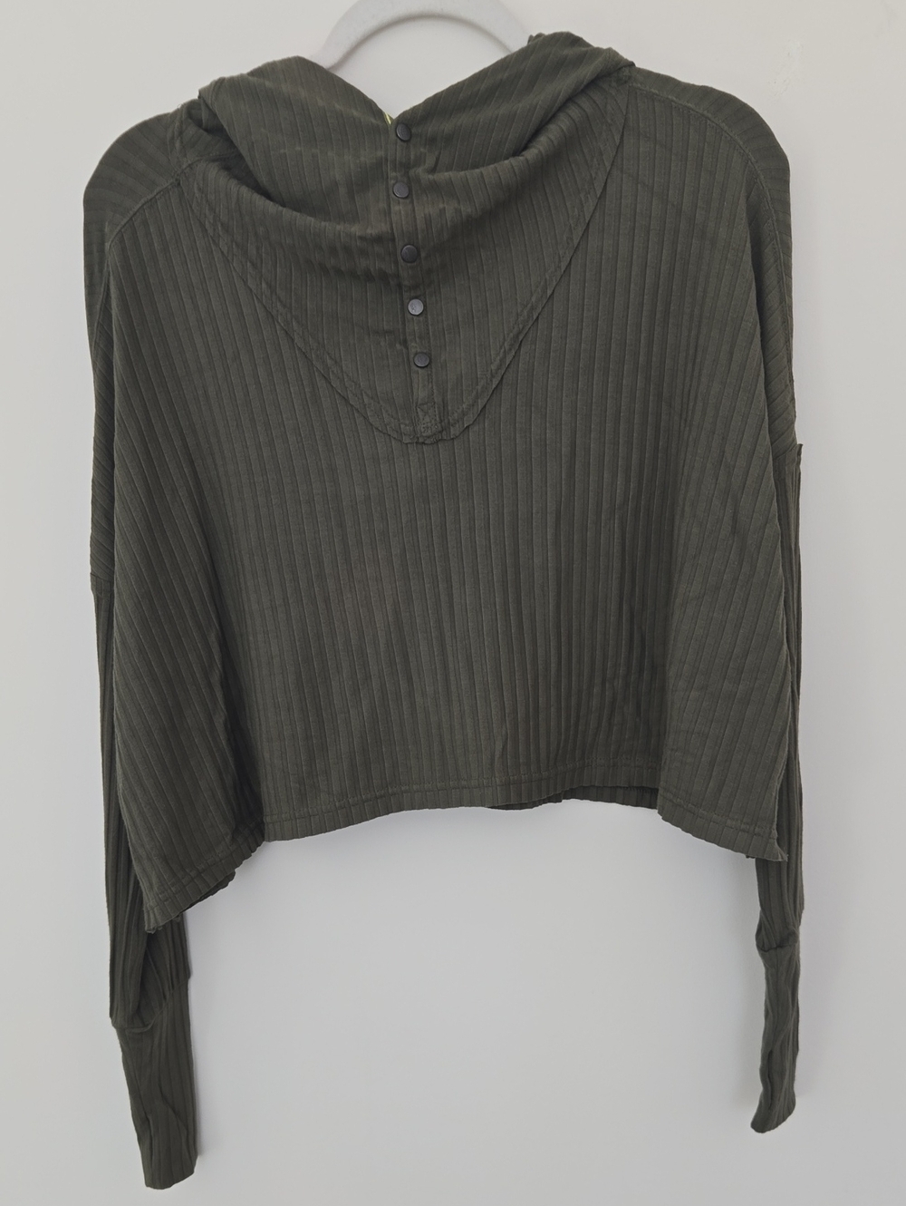 Free People Movement NWT Olive Ribbed Hoodie Cropped Boxy Normcore XS